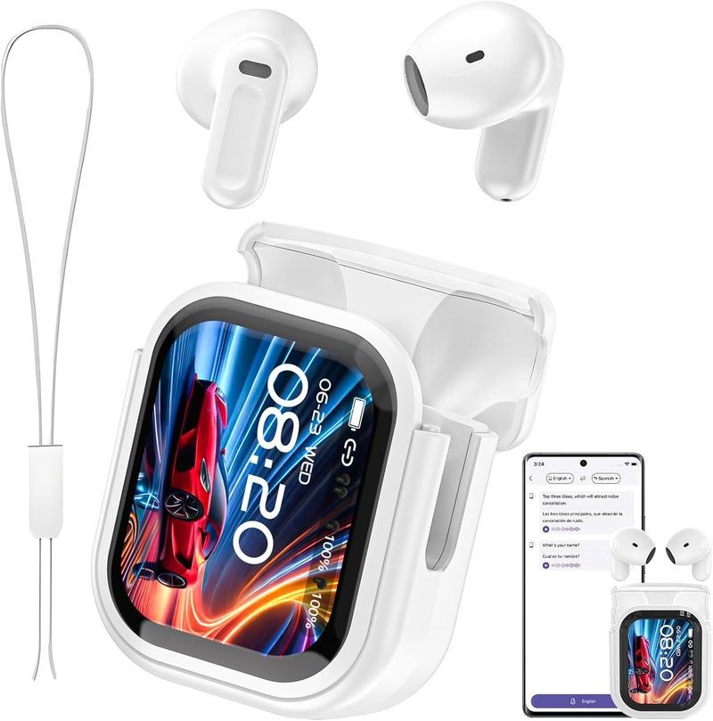 Dwolm NE20 AI Translation Earbuds Real Time: 3-in-1 Translation Headphones with Touch Screen, 135 Languages, Translator Earbuds with 60H Playtime, Support Playing Music Phone Calls for Travel - Image 1